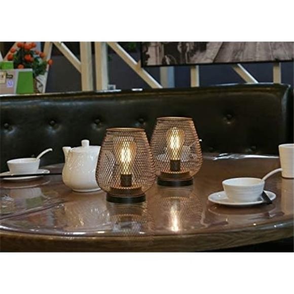 Set of 2 Metal Cage LED Lantern Battery Powered Cordless Accent Light with LED - Picture 6 of 6